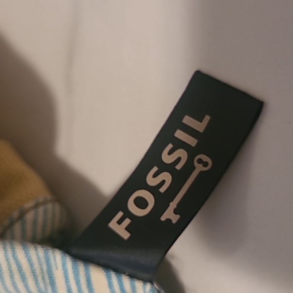 Fossil Yellow Beige Floral Canvas Leather Flowers Accent Knot Handles Tote Boho - Picture 10 of 16